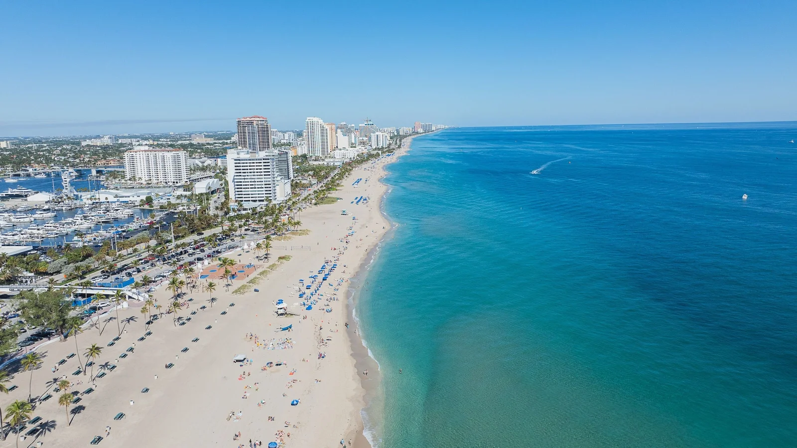 Aerial view of Fort Lauderdale beach and oceanfront towers