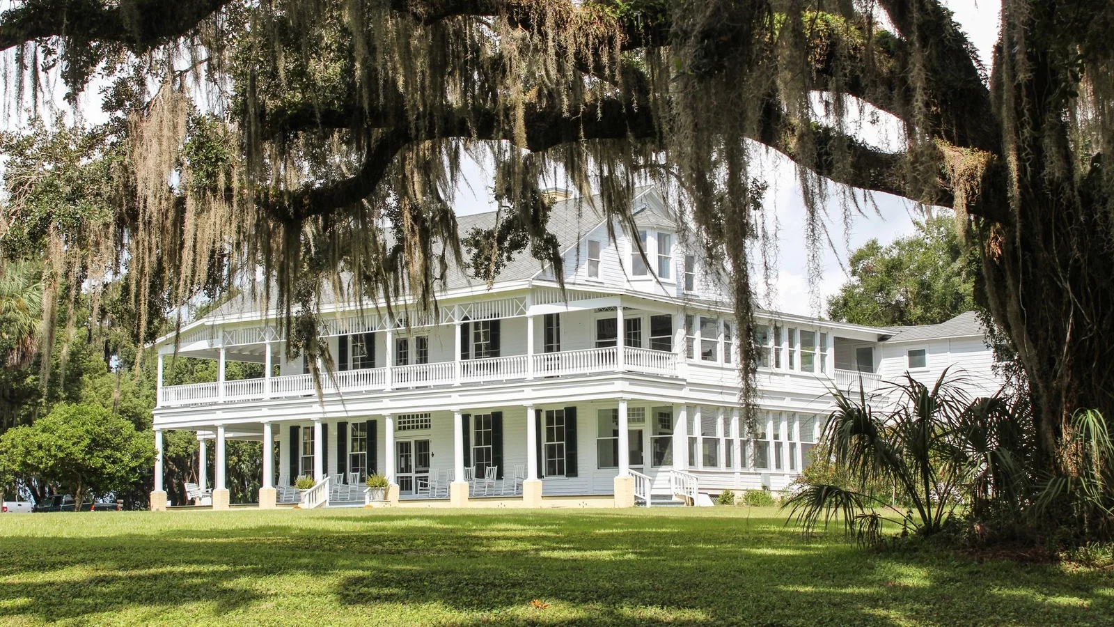 Historic Chinsegut Hill Manor House near Brooksville framed by Spanish moss