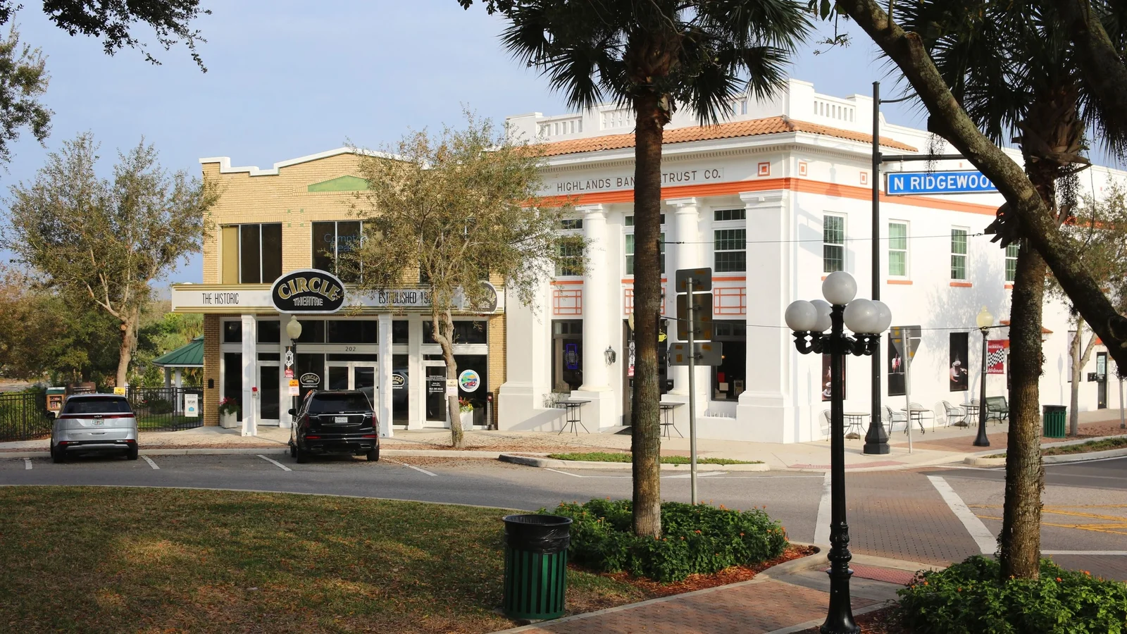 Historic buildings on Circle Park in downtown Sebring