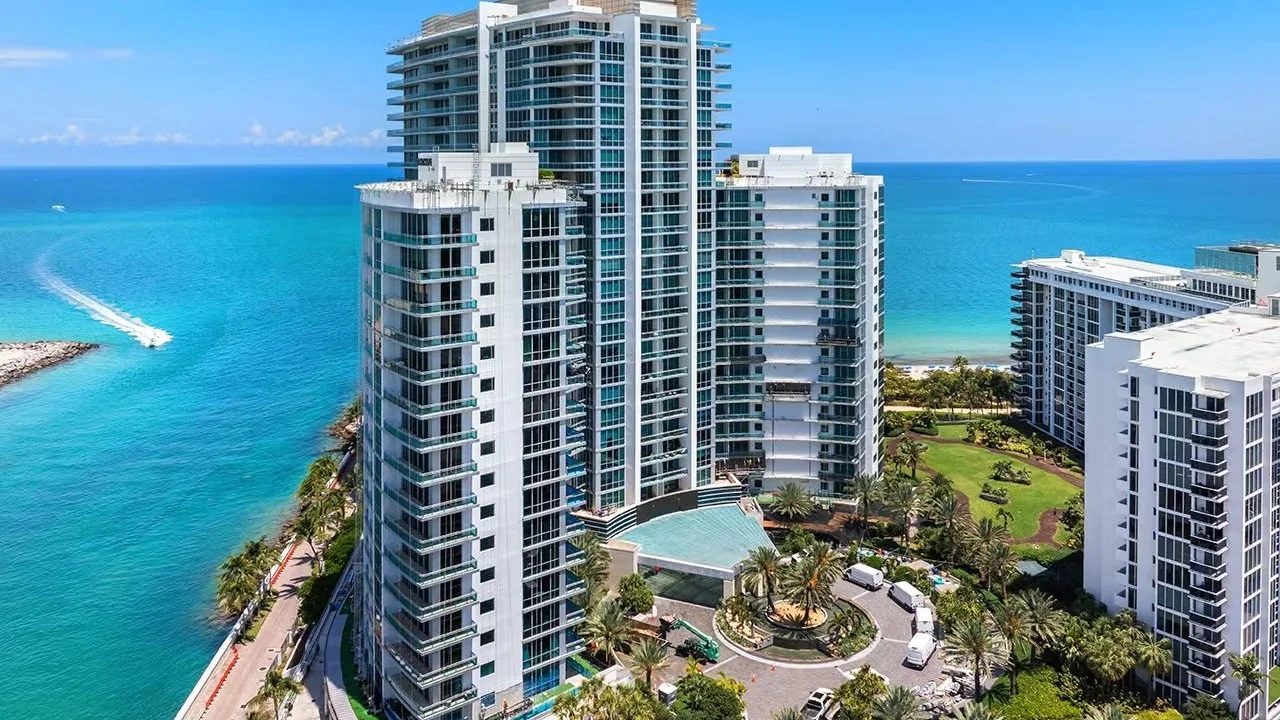 One Bal Harbour tower and its grounds beside Haulover Inlet at the northern tip of Bal Harbour