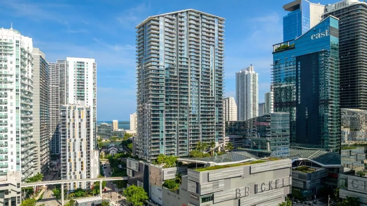 The Reach tower at Brickell City Centre, with neighbouring Brickell towers and the EAST hotel around it.