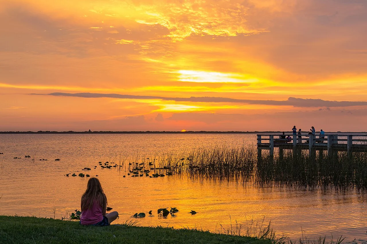 Space Coast of Florida, seen over Lake Washington from Melbourne, Florida