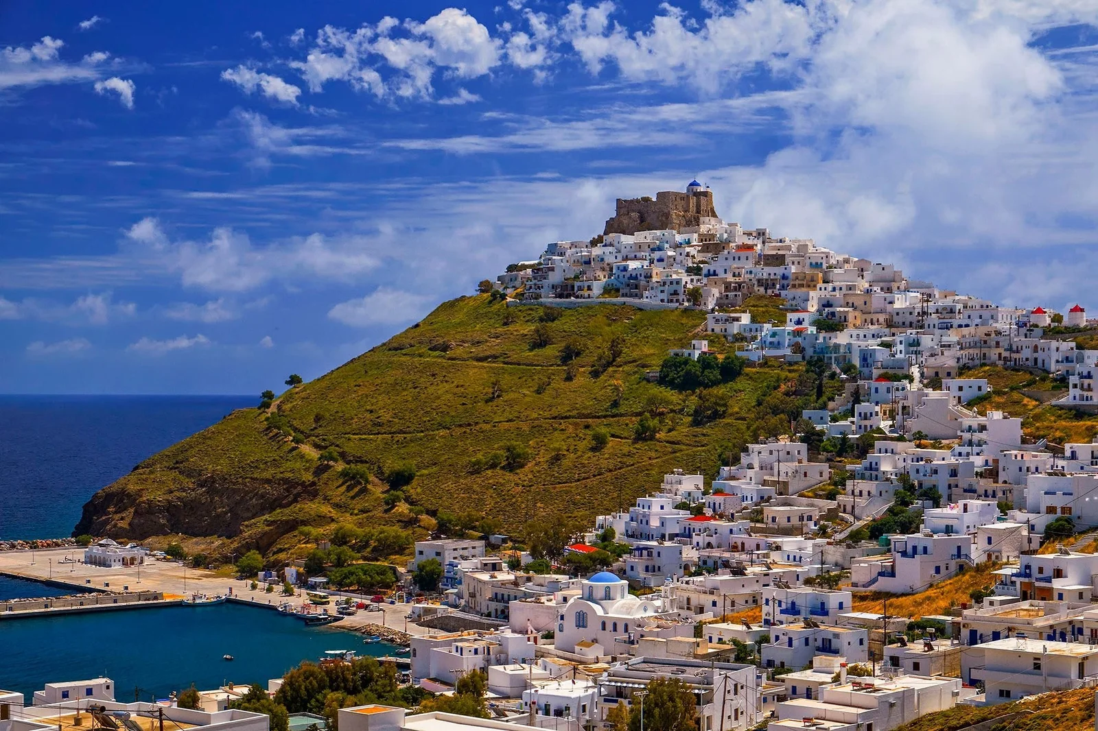 Chora of Astypalaia with its castle above the harbour