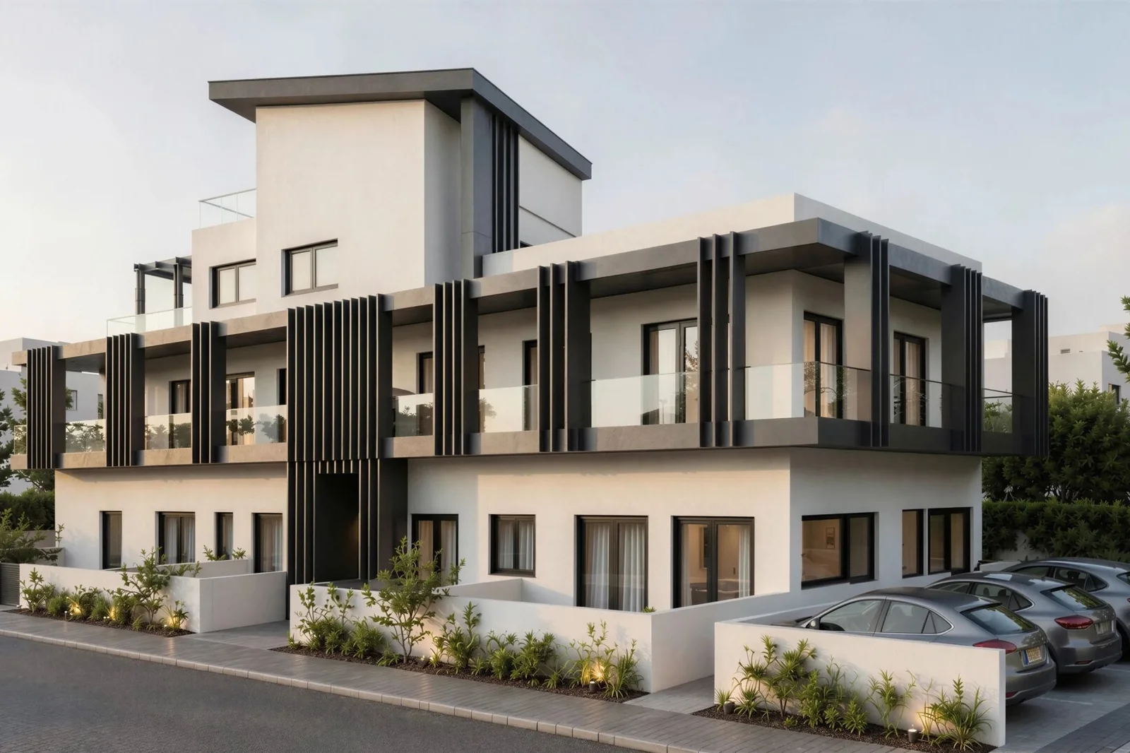 Render of a modern apartment building by Greca Developments