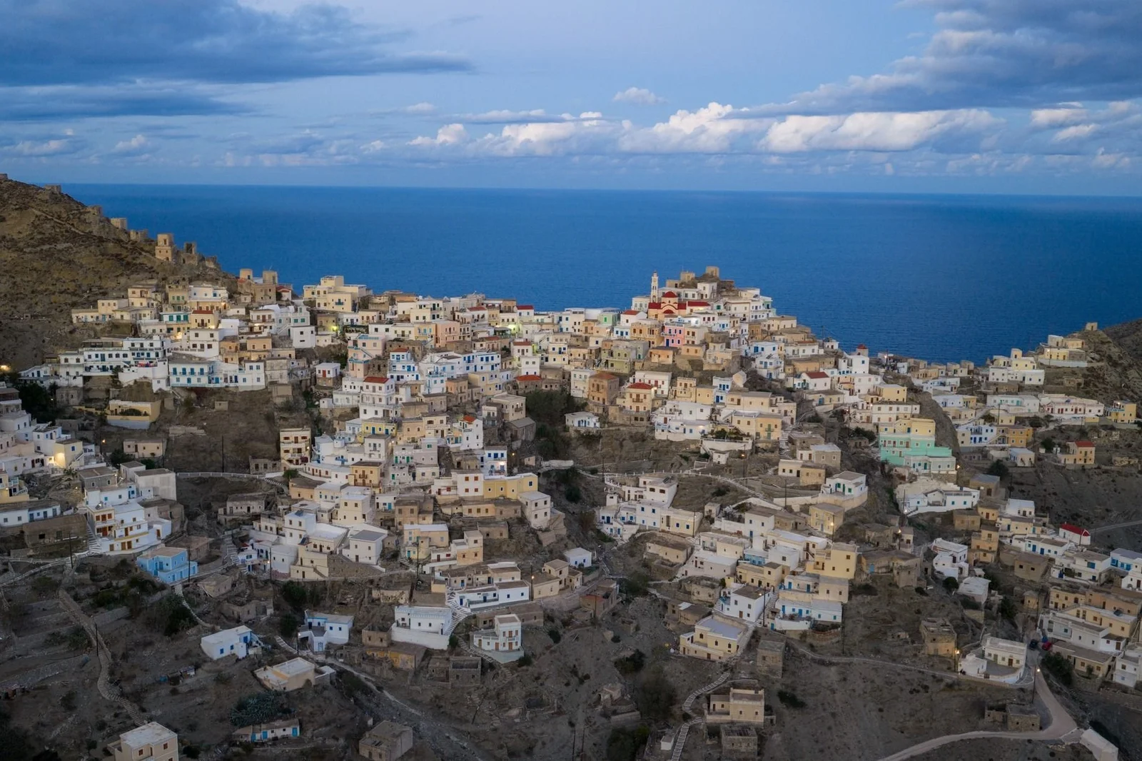Hillside village above the sea on Karpathos
