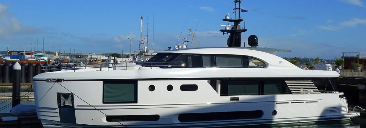 Azimut Magellano 30M alongside in Auckland