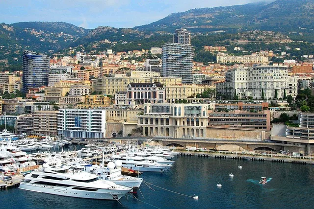 Port Hercule and the Monaco waterfront seen from the sea