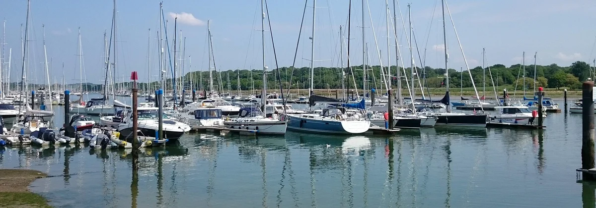 Yachts moored on the River Hamble in southern England