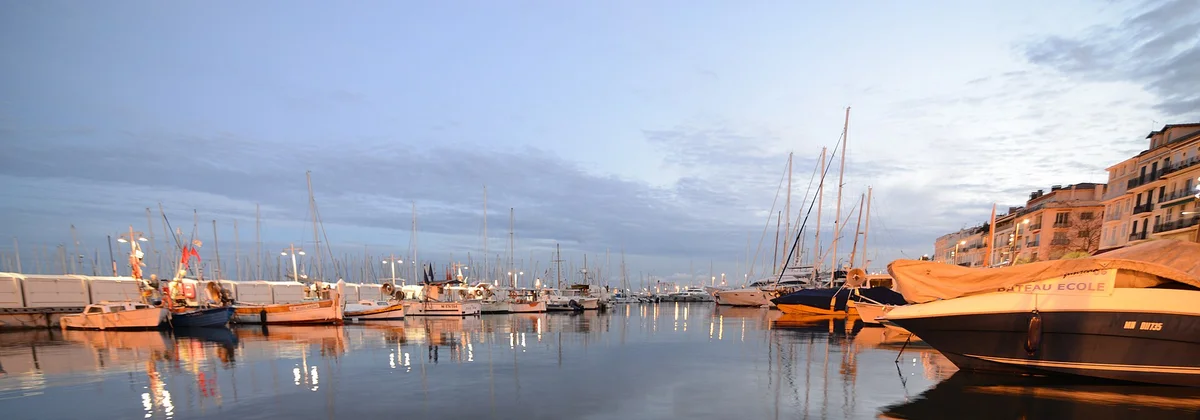 Yachts moored in the old port at Cannes