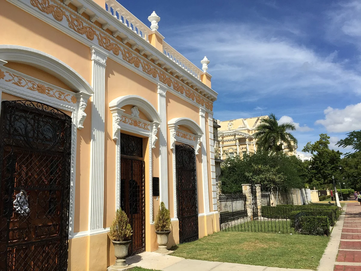 Restored mansion facade on Paseo de Montejo, Merida