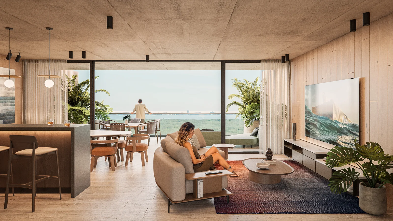 Sky lounge at Zenit Cancún with a terrace looking toward the lagoon