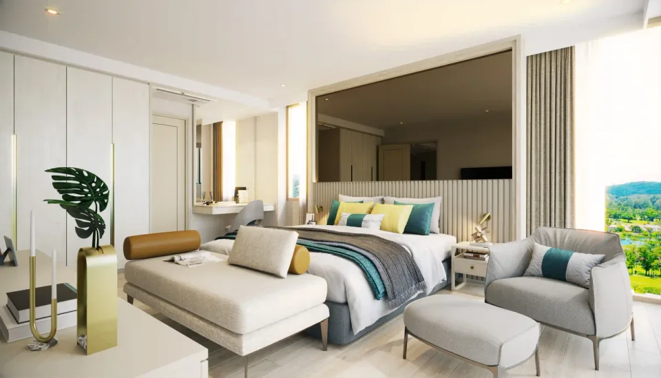 The Ozone Oasis Condominium Phuket, furnished interior, bedroom and lounge