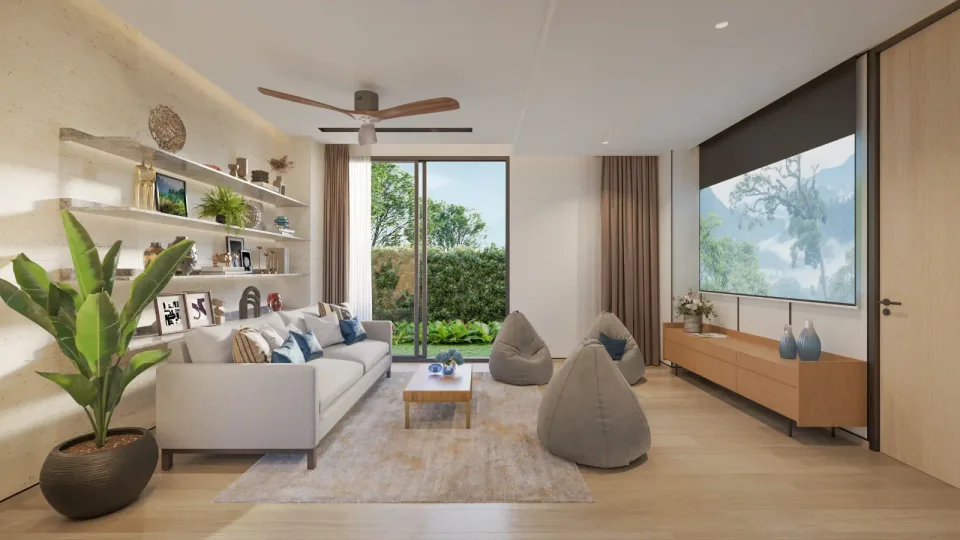 Banyan Tree Nammu, bedroom and terrace detail
