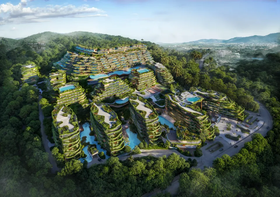 Layan Phuket, modern Mediterranean villa estate with pool and tropical landscaping