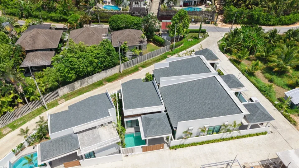Narinsaya Pool Villas exterior with tropical garden and pool terrace
