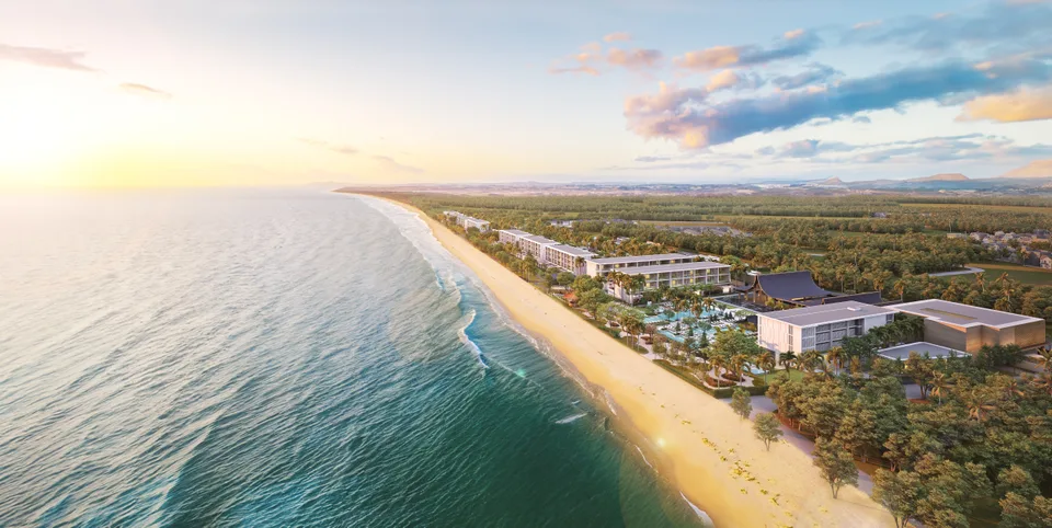 Maviston Mai Khao, aerial render along Mai Khao Beach