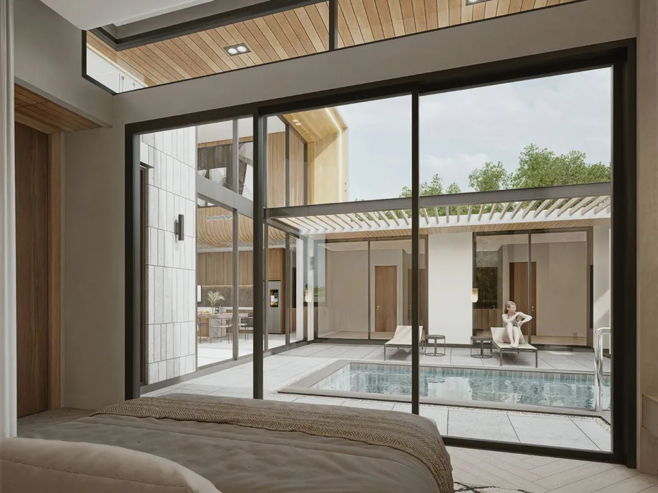 The Arthur Foresta, villa courtyard with private pool, developer render