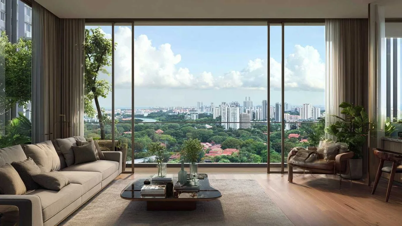 A living room at Tengah Garden Residences (developer render)