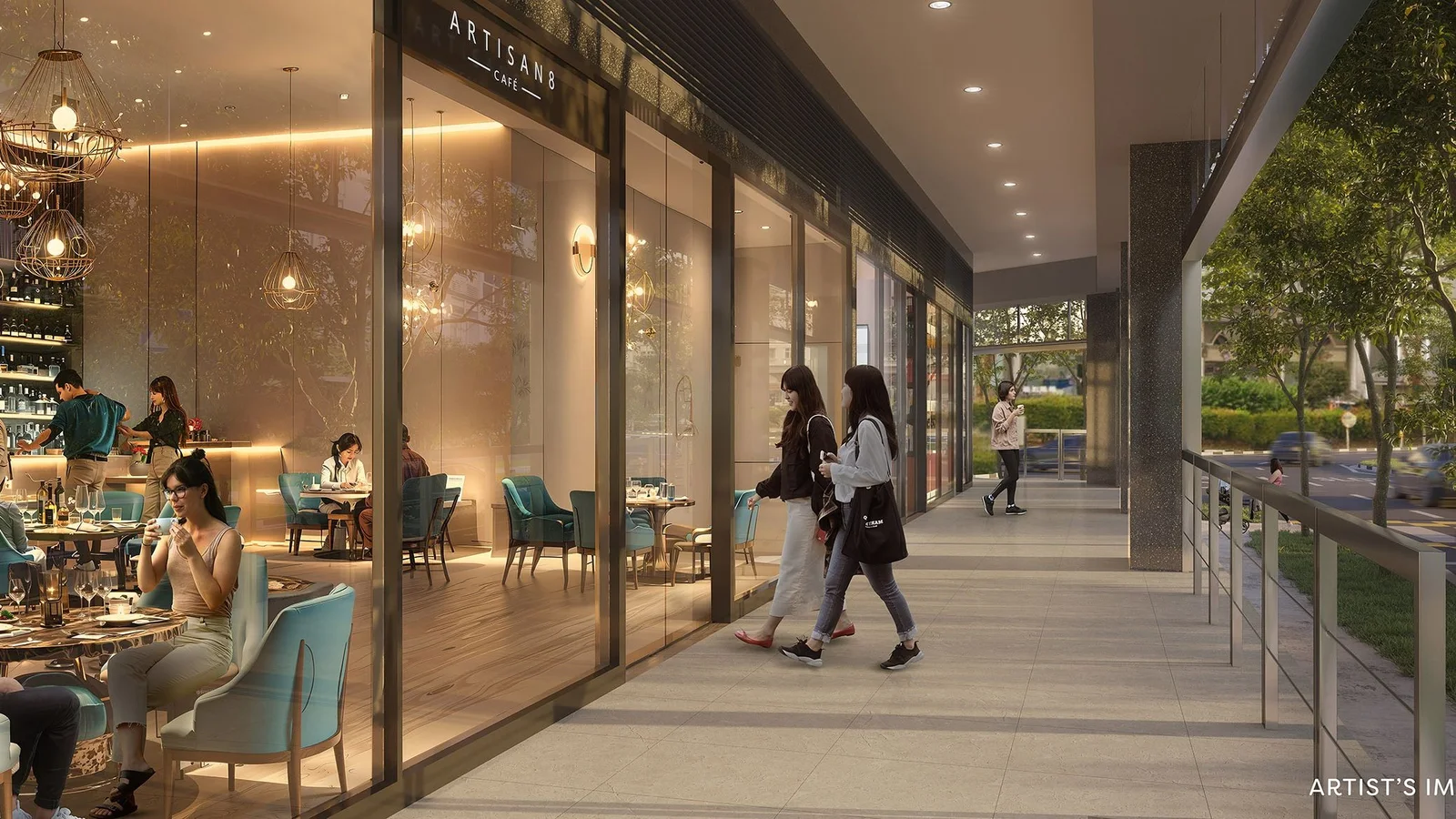 The ground-floor walkway at Artisan 8 (developer render)
