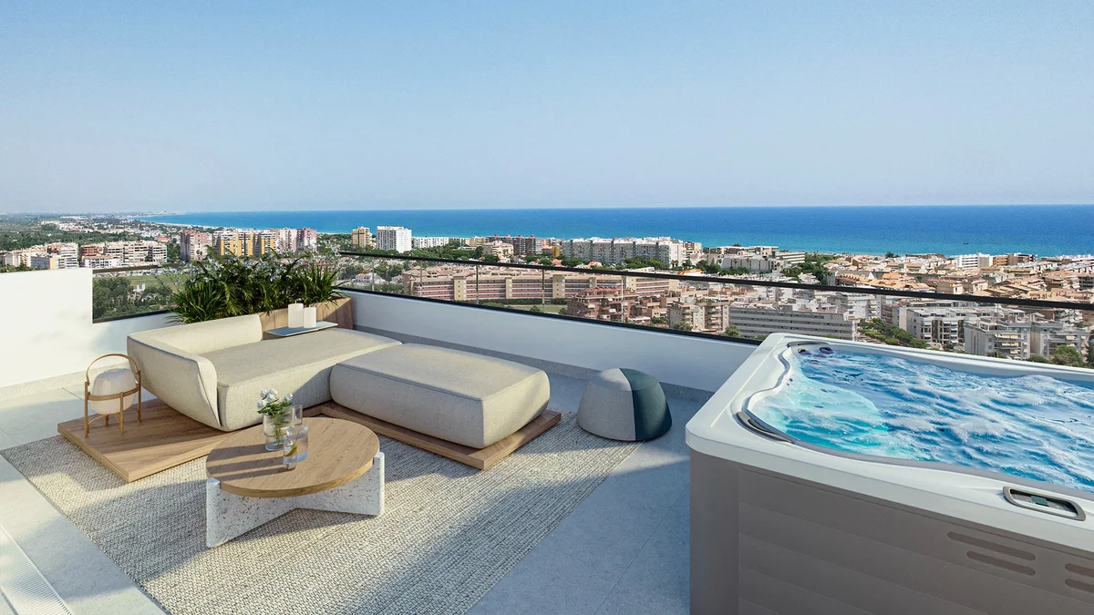 Rooftop terrace with jacuzzi and sea view at Sunrise Canet, Canet de Berenguer