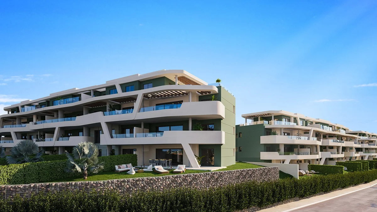 Ipanema by Kronos Homes in La Cala de Mijas: terraced apartment blocks with gardens