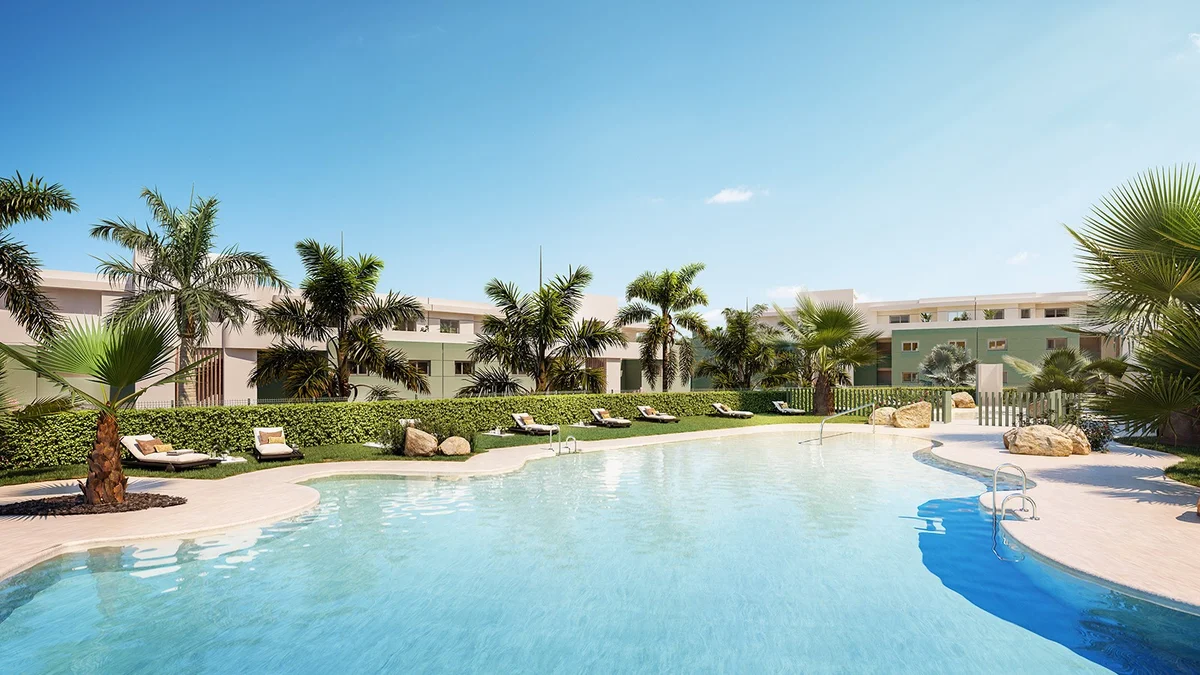 Ipanema by Kronos Homes lagoon-style communal pool, La Cala de Mijas