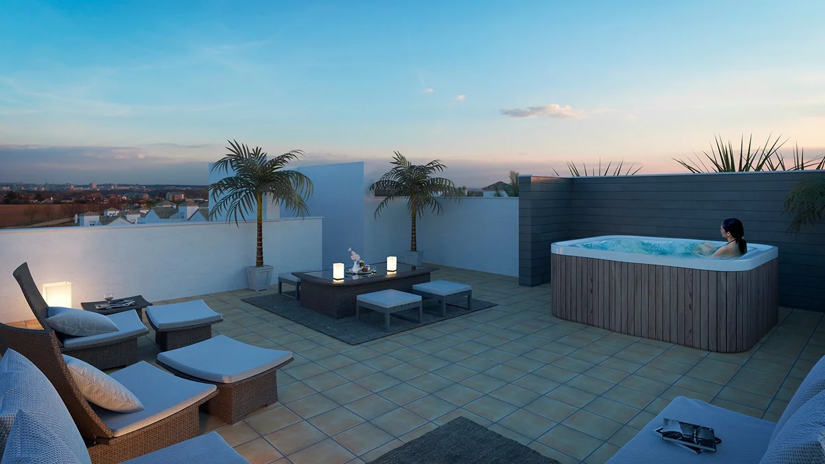 Rooftop solarium with hot tub at La Reserva de Los Naranjos, Marbella